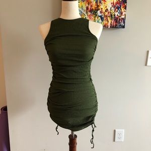 Ruched Drawstring Mini Dress (no lining)